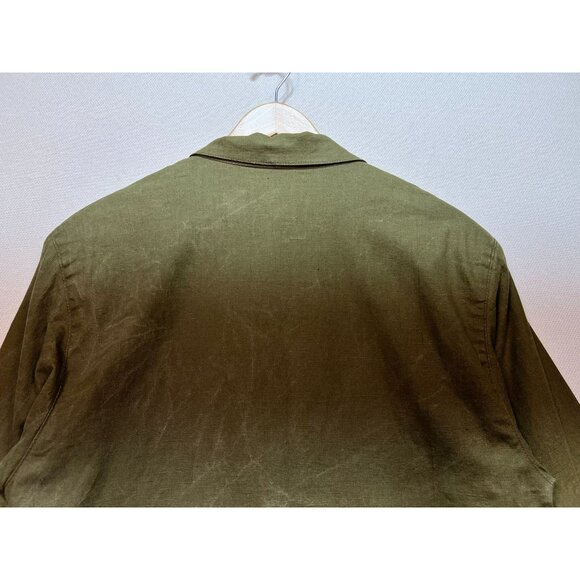 Adolfo International Womens Linen Oversize Jacket Long Sleeve Size M Olive Green - Picture 10 of 11